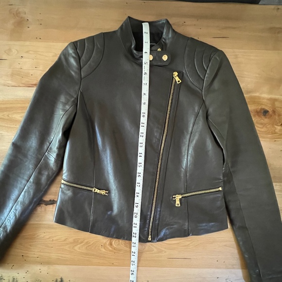 Ann Taylor 100% Genuine Leather Gray Moto Jacket buttery real leather - Picture 6 of 16